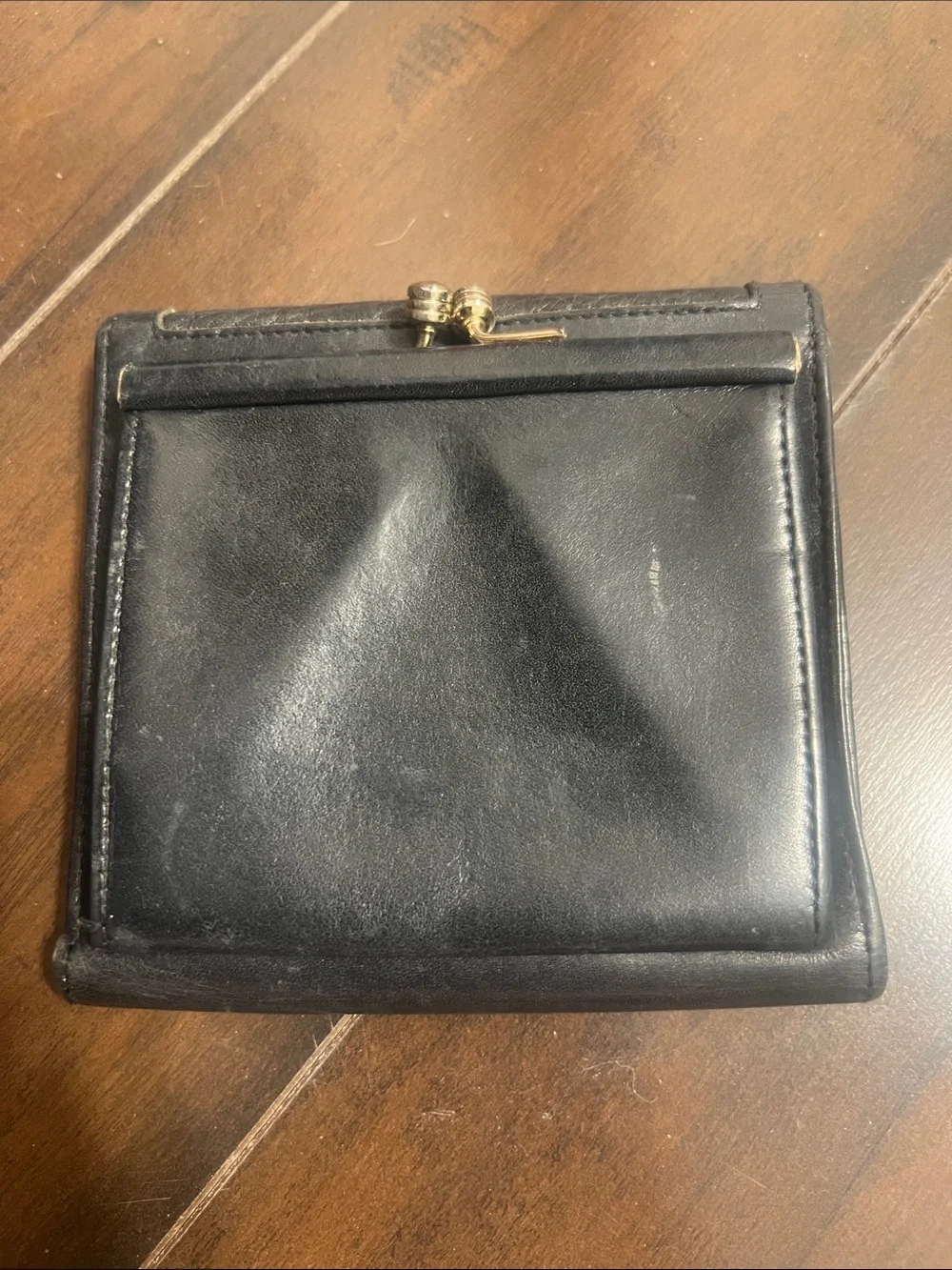 Vintage Dooney & Bourke Black Pebbled Leather Compact Wallet